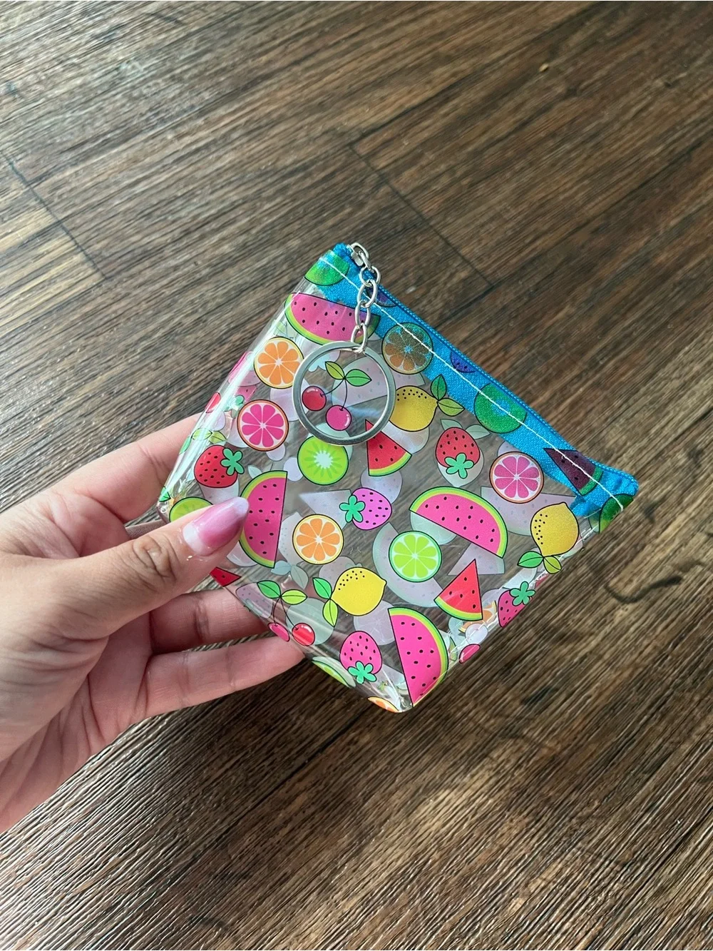 Fruit Print Clear Coin Pouch | Mini Zipper Wallet | NWOT
